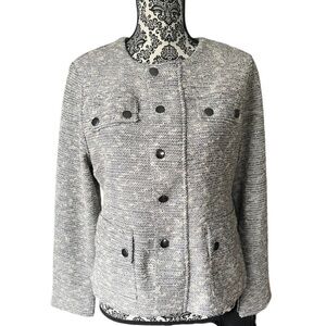 NIC + ZOE “The Ritz” Gray Textured Cotton Blend Knit Jacket | Petite Medium